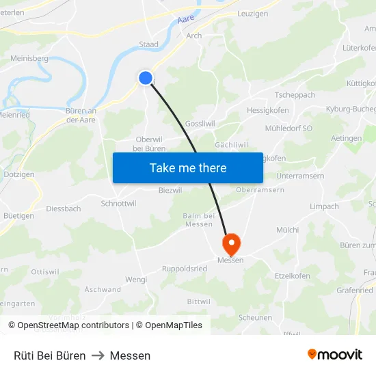 Rüti Bei Büren to Messen map