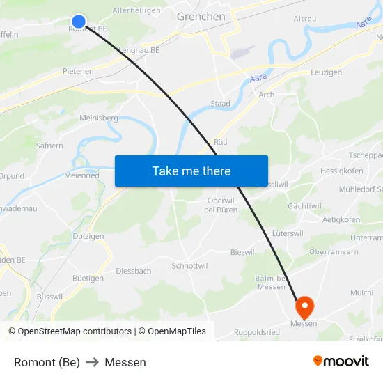 Romont (Be) to Messen map