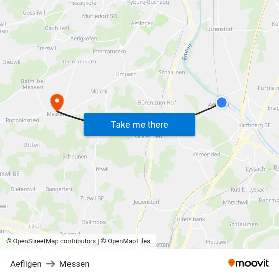Aefligen to Messen map