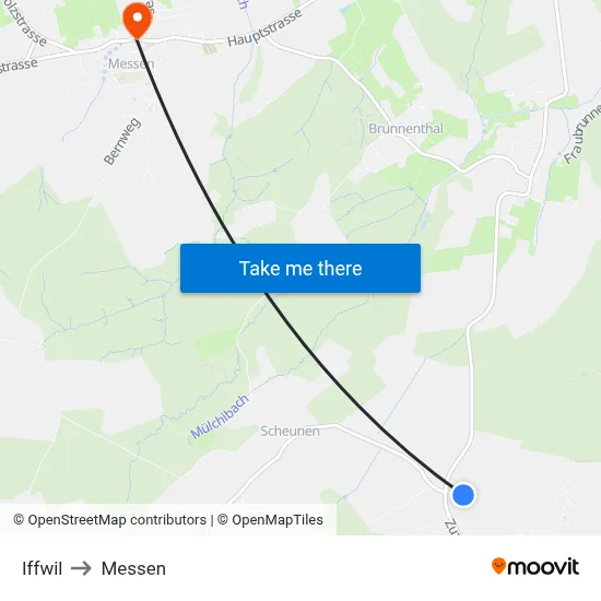 Iffwil to Messen map