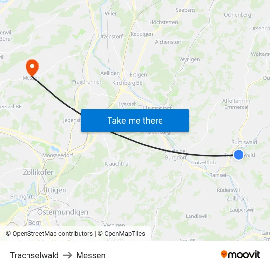 Trachselwald to Messen map