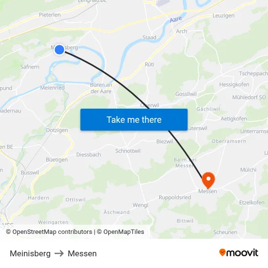 Meinisberg to Messen map