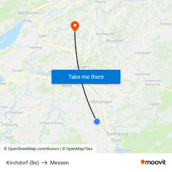 Kirchdorf (Be) to Messen map