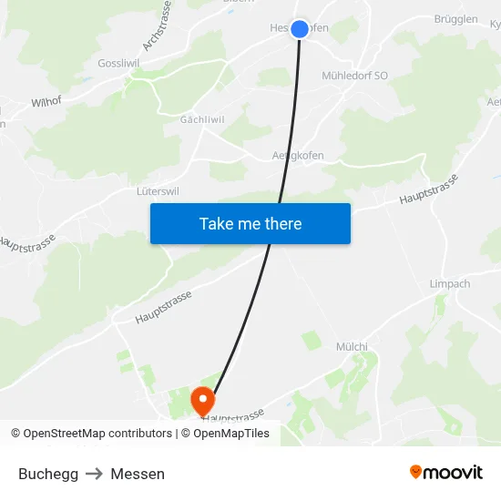 Buchegg to Messen map