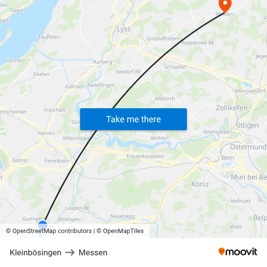 Kleinbösingen to Messen map
