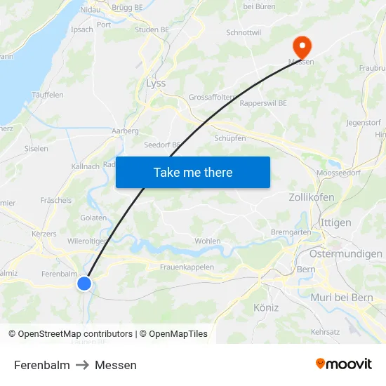 Ferenbalm to Messen map