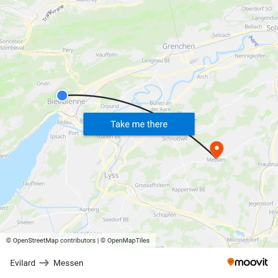 Evilard to Messen map