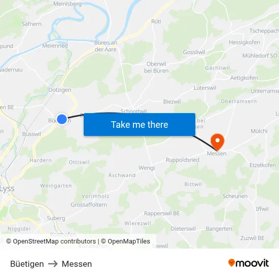 Büetigen to Messen map