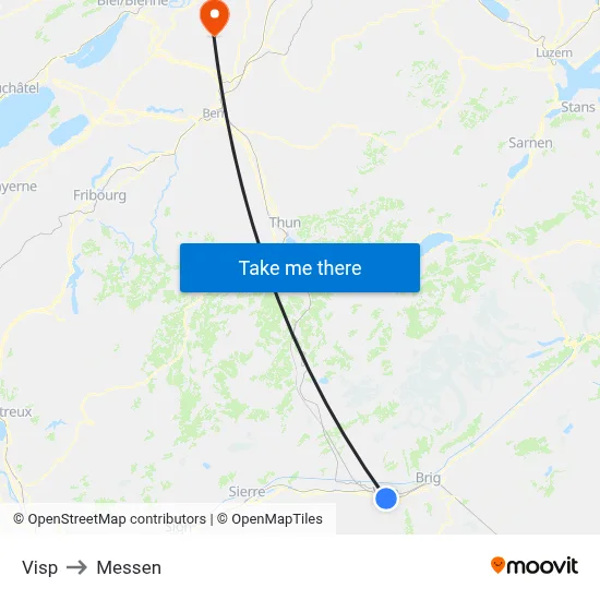 Visp to Messen map