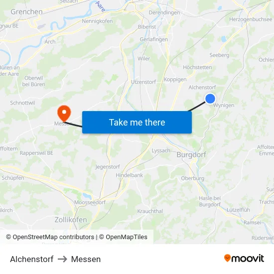 Alchenstorf to Messen map