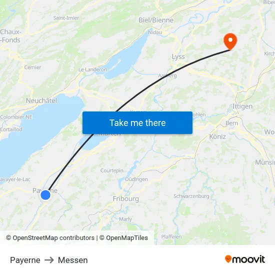 Payerne to Messen map