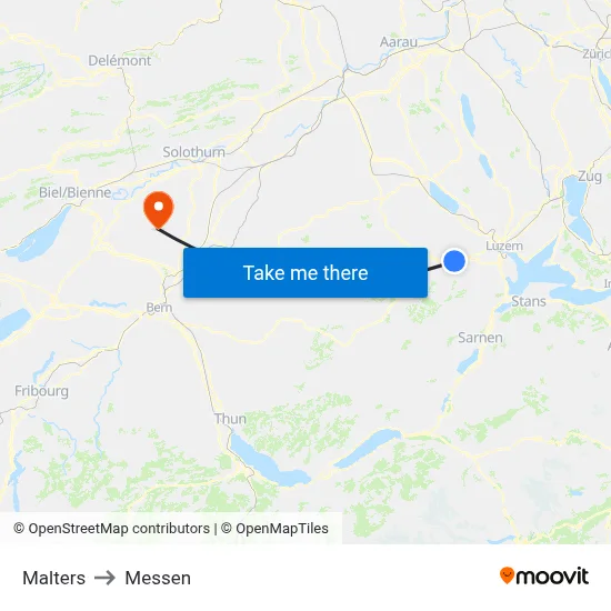 Malters to Messen map