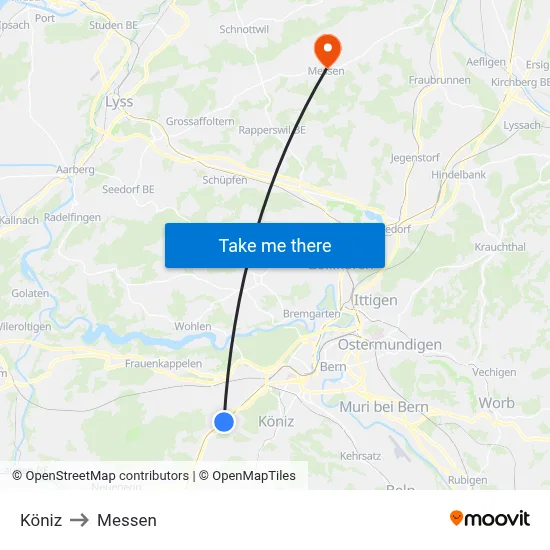 Köniz to Messen map