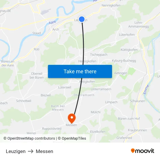 Leuzigen to Messen map