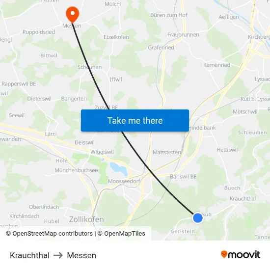 Krauchthal to Messen map