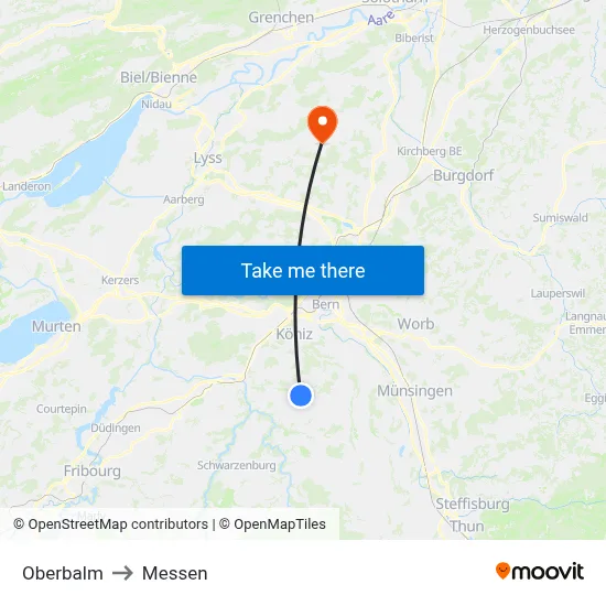 Oberbalm to Messen map
