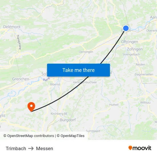 Trimbach to Messen map