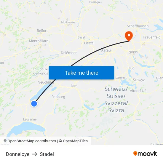 Donneloye to Stadel map