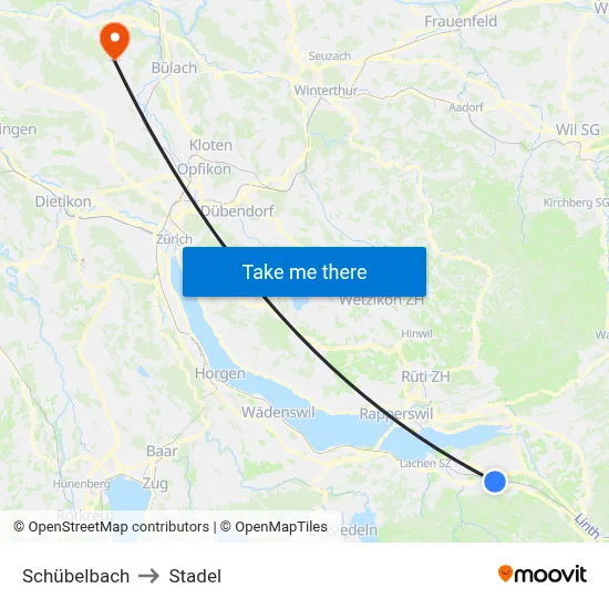 Schübelbach to Stadel map
