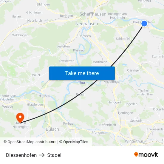 Diessenhofen to Stadel map