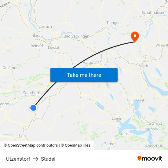 Utzenstorf to Stadel map