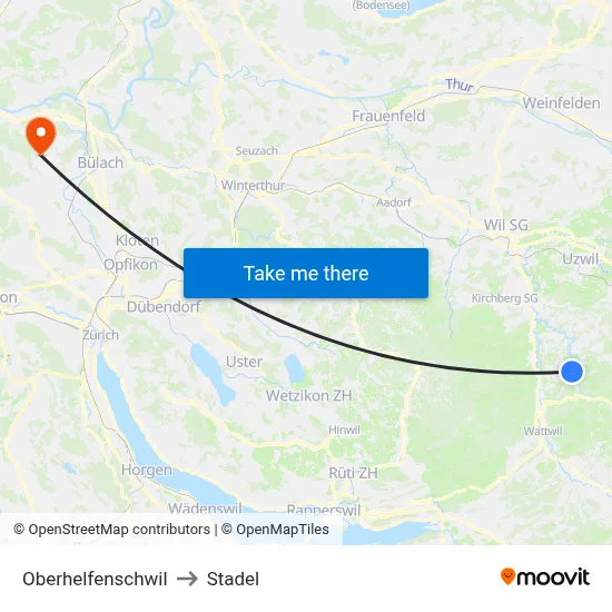 Oberhelfenschwil to Stadel map