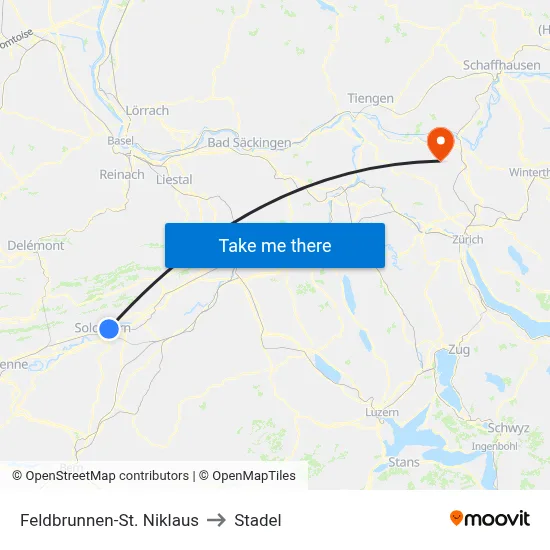 Feldbrunnen-St. Niklaus to Stadel map