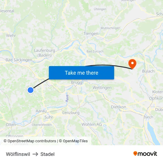 Wölflinswil to Stadel map