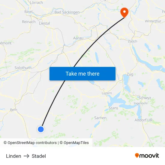 Linden to Stadel map