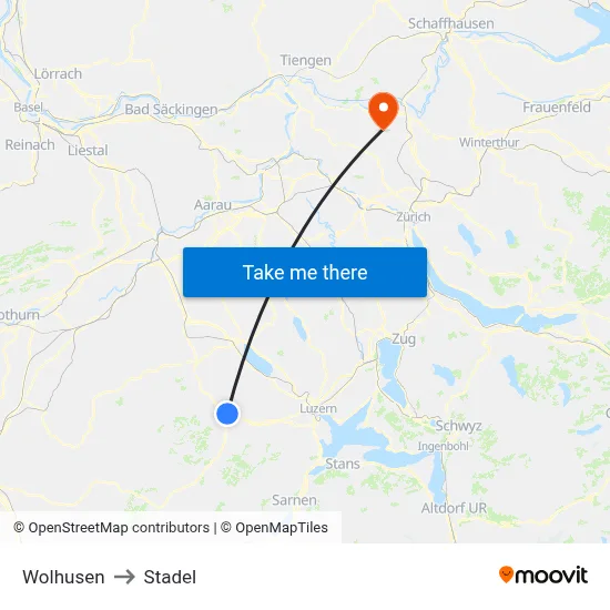 Wolhusen to Stadel map
