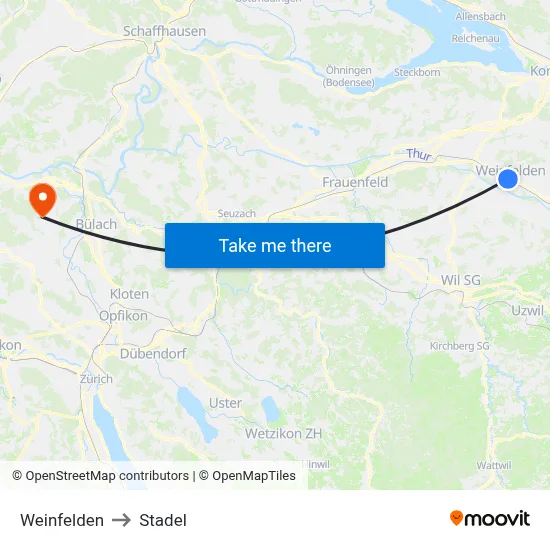 Weinfelden to Stadel map