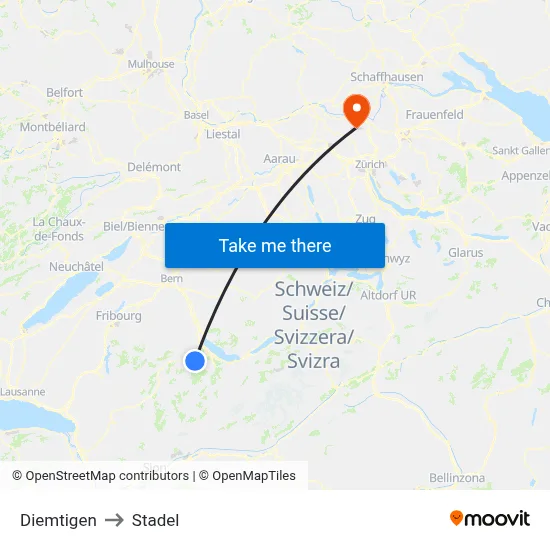 Diemtigen to Stadel map