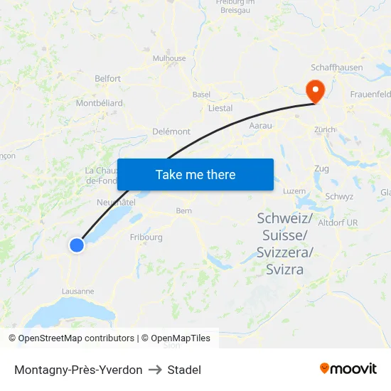 Montagny-Près-Yverdon to Stadel map