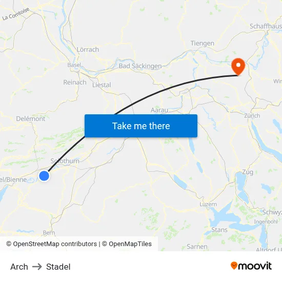 Arch to Stadel map