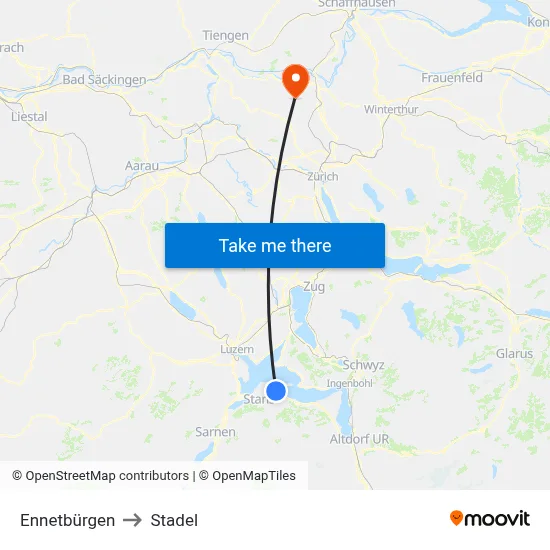 Ennetbürgen to Stadel map