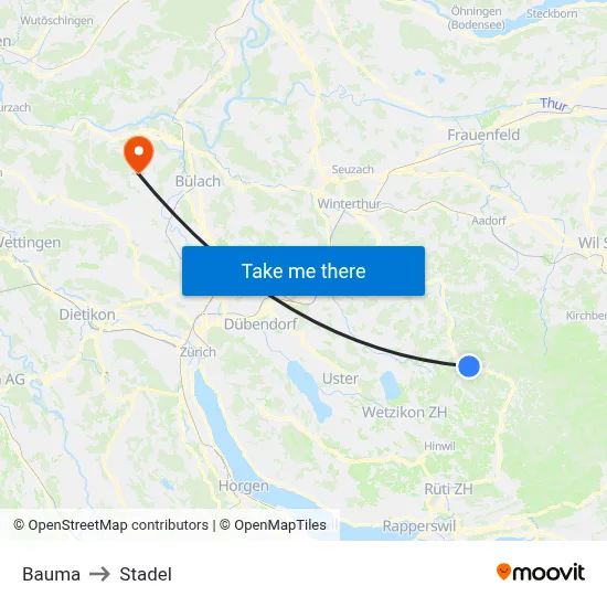 Bauma to Stadel map
