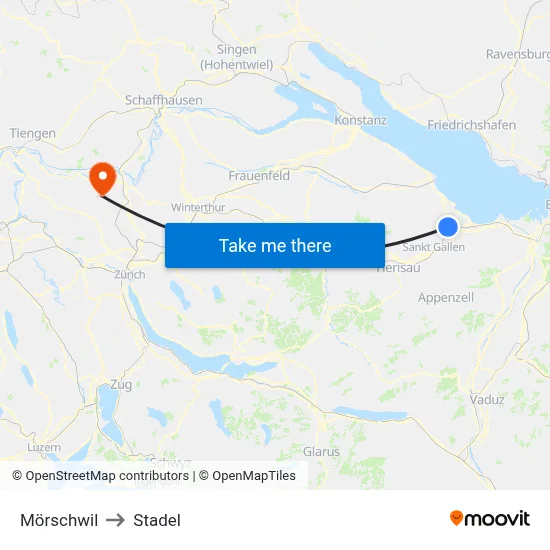 Mörschwil to Stadel map