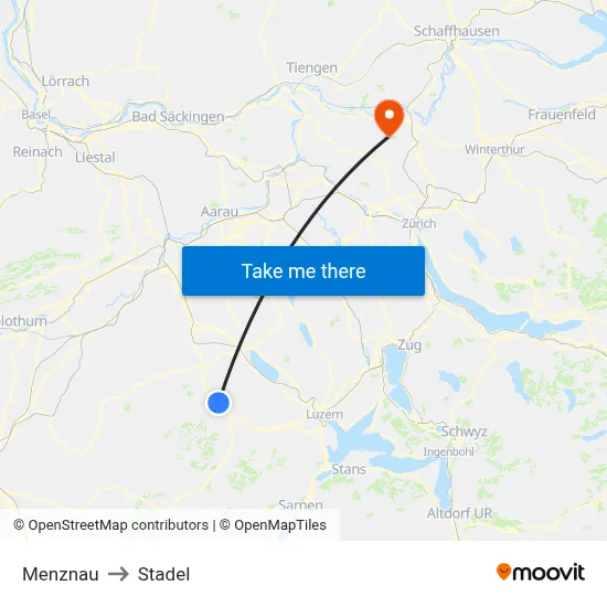Menznau to Stadel map