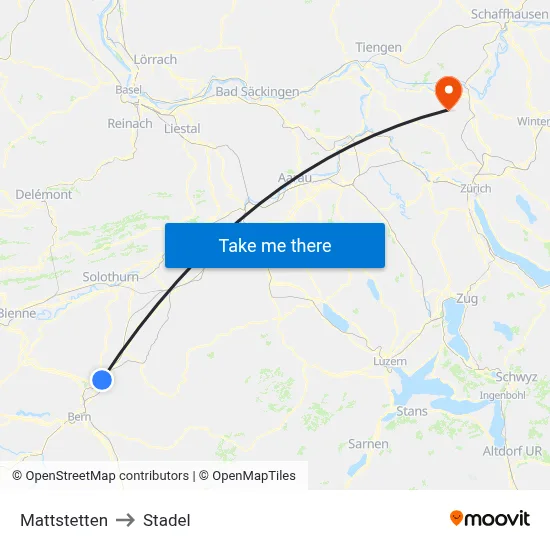 Mattstetten to Stadel map