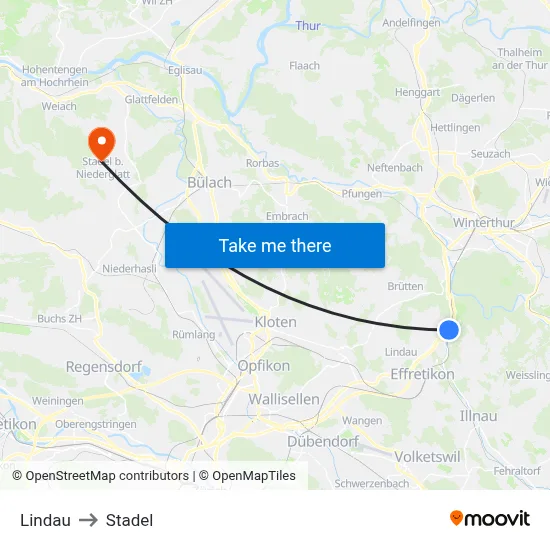 Lindau to Stadel map