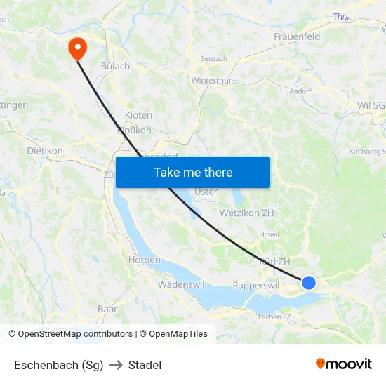 Eschenbach (Sg) to Stadel map