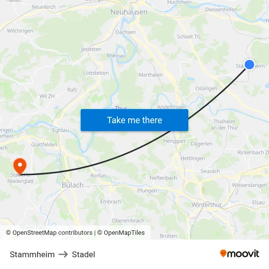 Stammheim to Stadel map