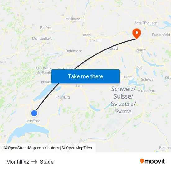 Montilliez to Stadel map