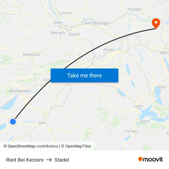 Ried Bei Kerzers to Stadel map
