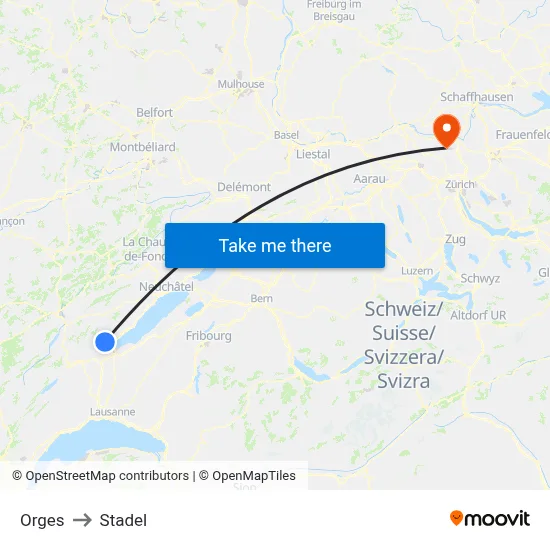 Orges to Stadel map