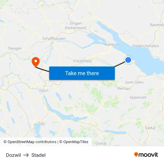 Dozwil to Stadel map