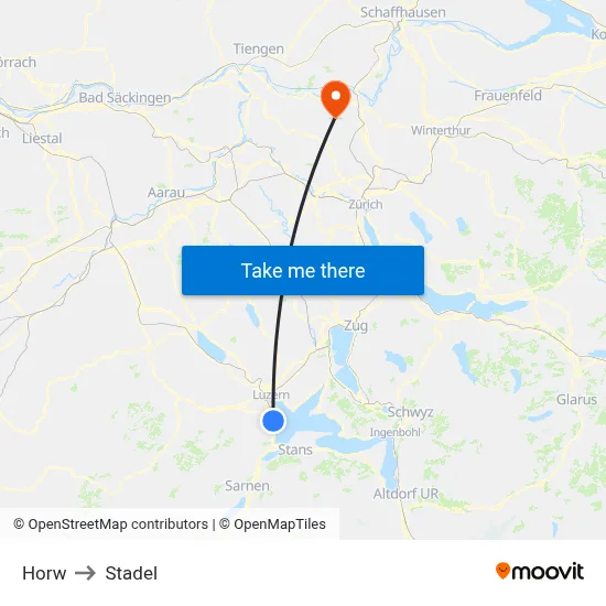 Horw to Stadel map