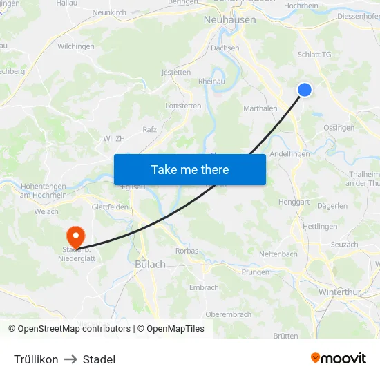 Trüllikon to Stadel map