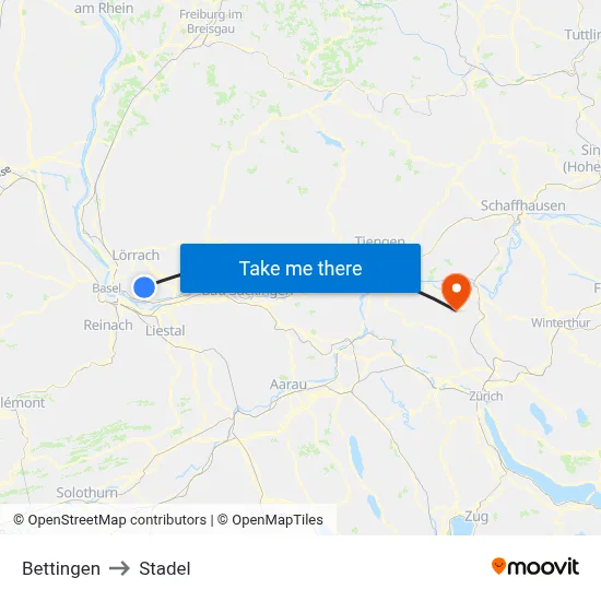 Bettingen to Stadel map
