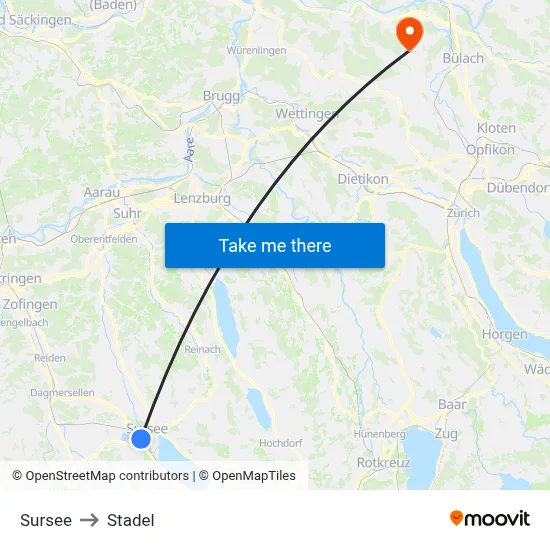 Sursee to Stadel map